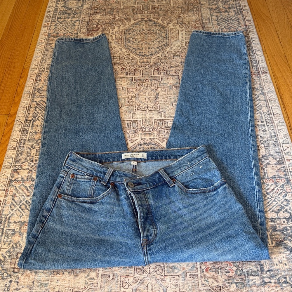 Abercrombie & Fitch The‎ Dad High Rise Jeans Crossover Waistband Size 37/4L - Picture 5 of 7